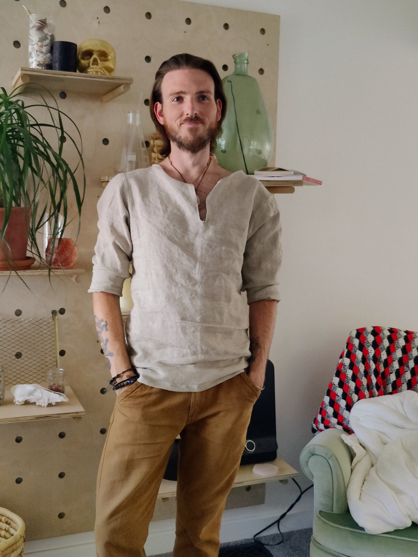 Hemp Linen Shirt - Deep V